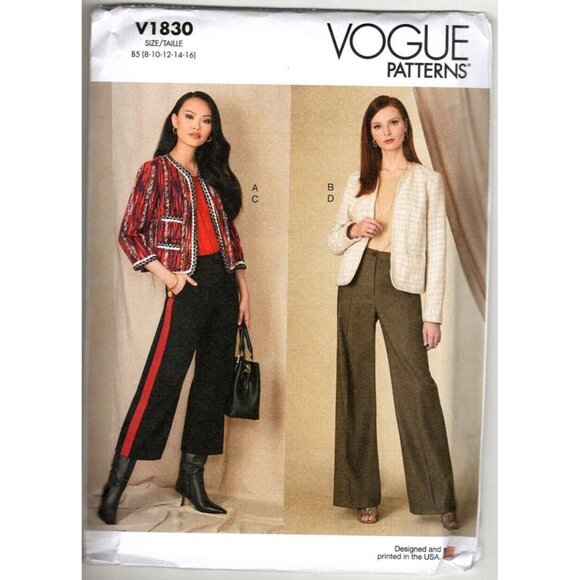 Vogue V1830 Misses 8 to 16 Jacket and Pants Uncut Sewing Pattern - Picture 1 of 2